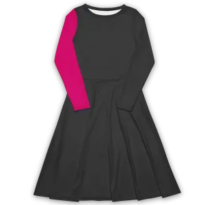 'Polychromatic' Long Sleeve Midi Dress