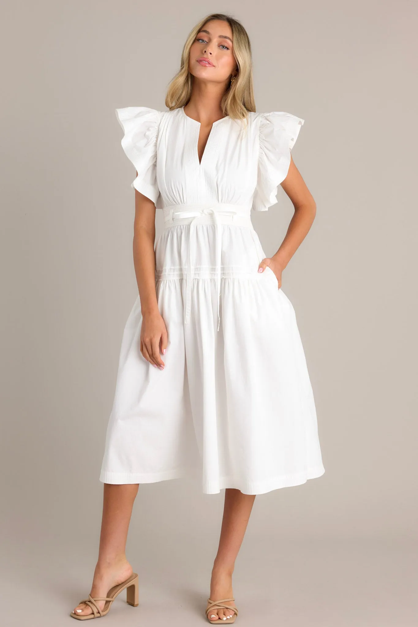 Pure Enchantment White 100% Cotton Midi Dress