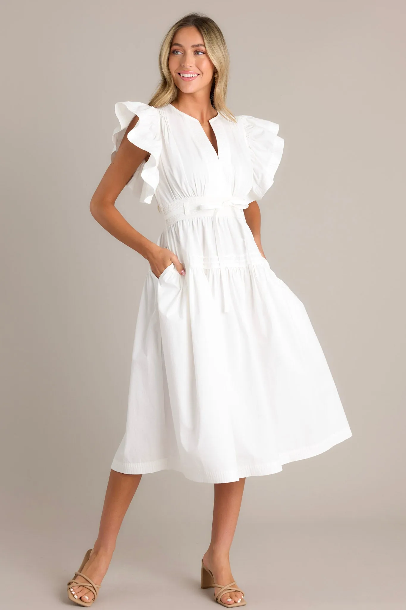 Pure Enchantment White 100% Cotton Midi Dress