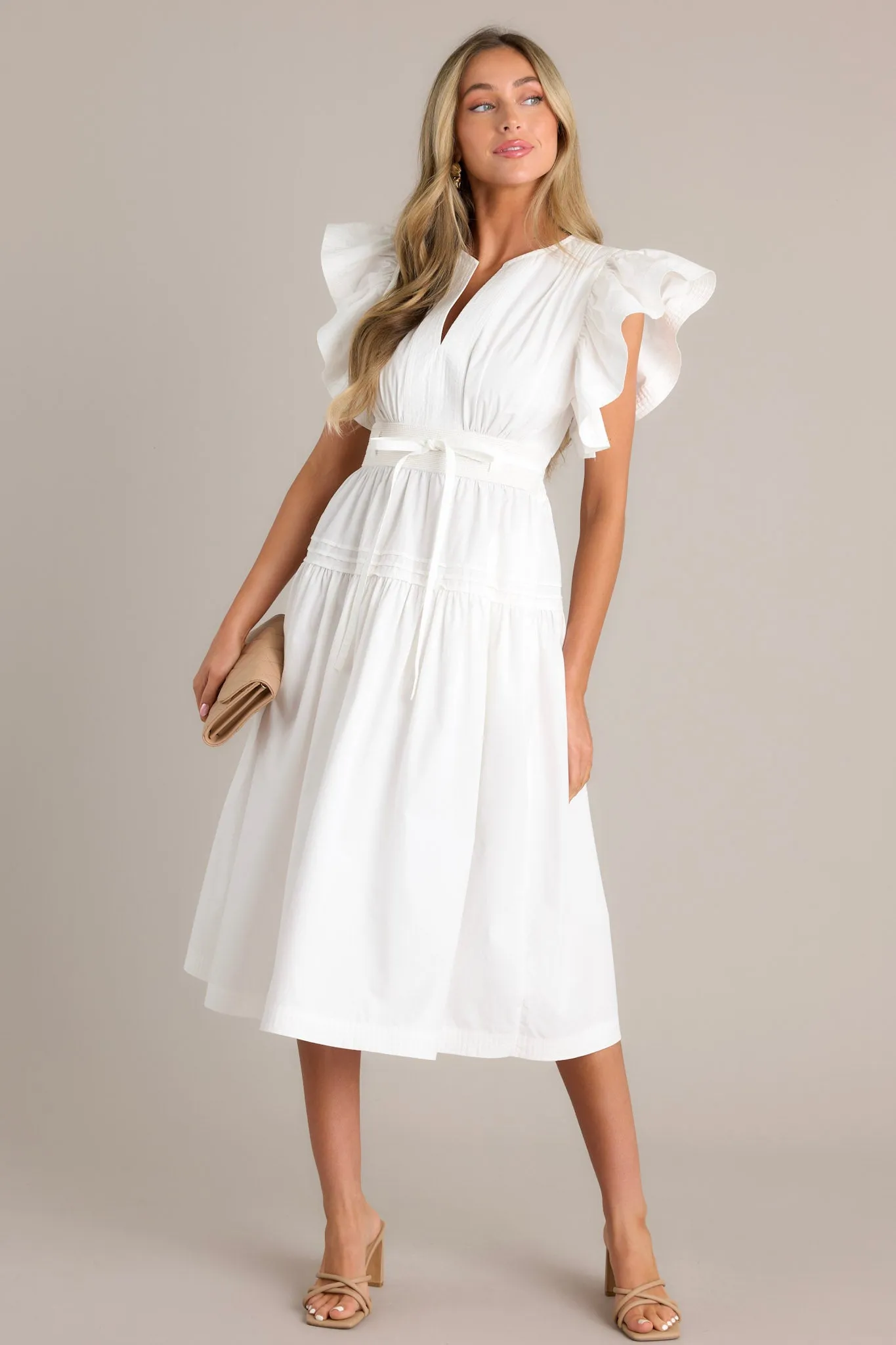 Pure Enchantment White 100% Cotton Midi Dress