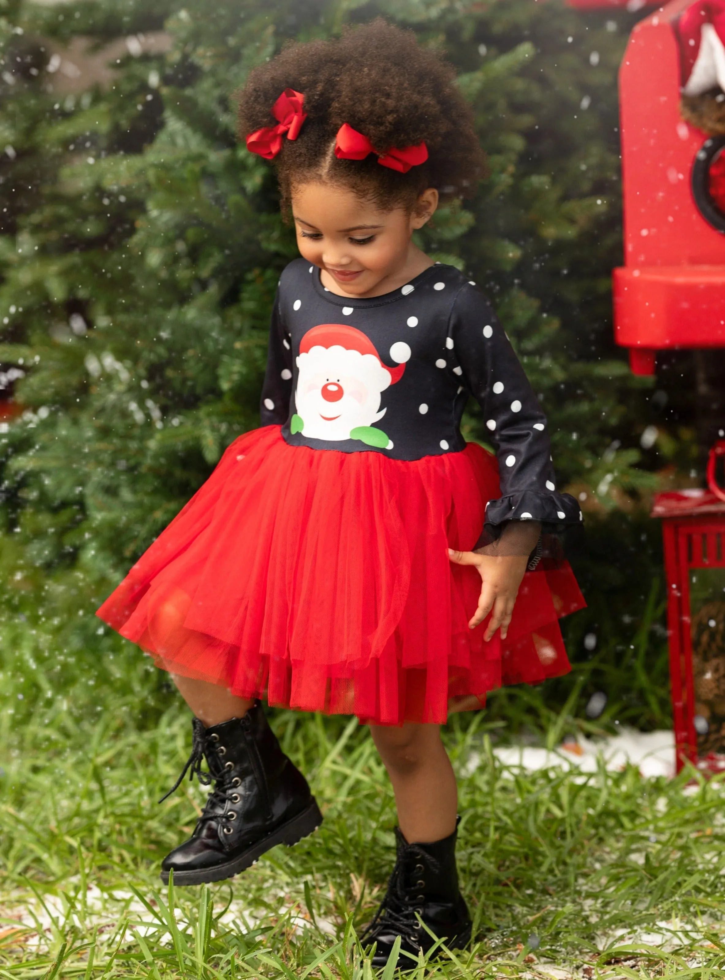 Rebel Without a Claus Polka Dot Tutu Dress