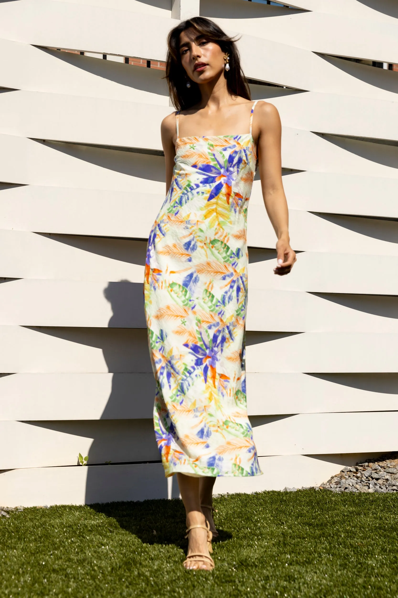 SALE - Mckay Tropical Print Midi Slip Dress