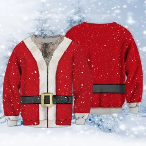 Santa Claus Shirt 3D Merry Christmas Sweatshirt Zip Hoodie Shirt