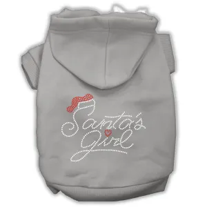 Santa's Girl Rhinestone Dog Hoodie Grey Xl (16)