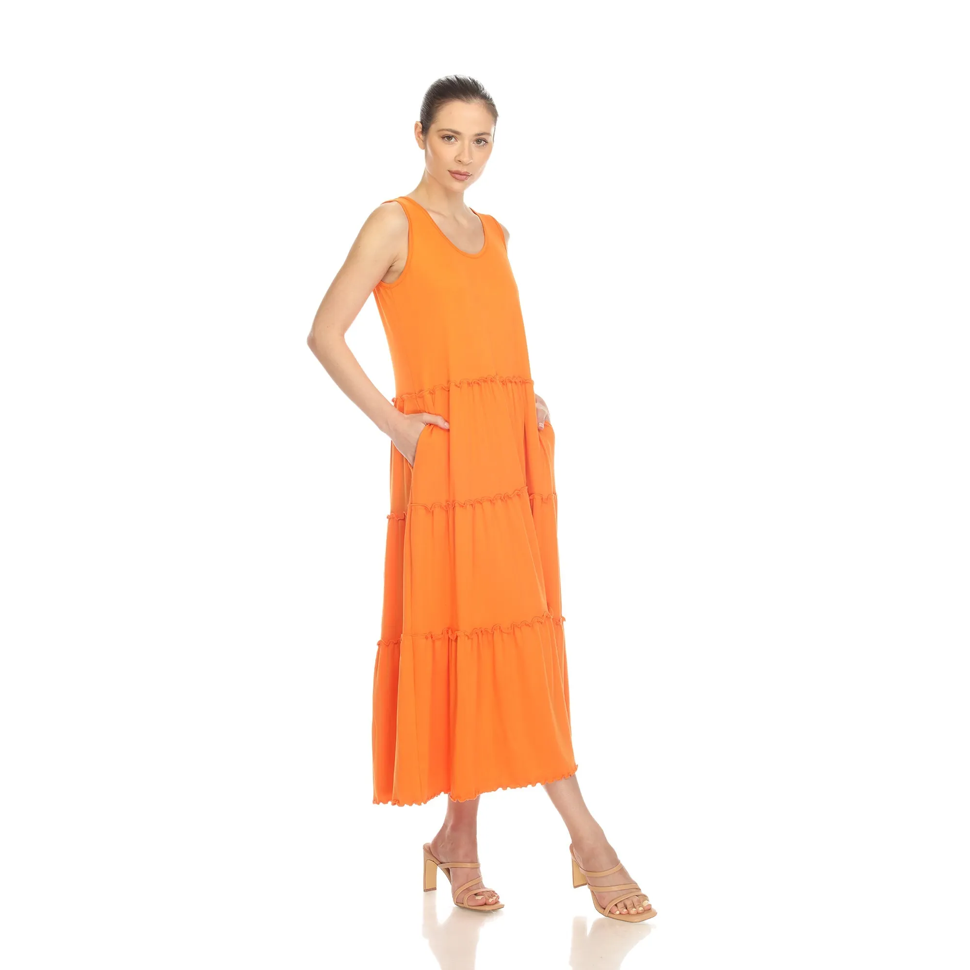 Scoop Neck Tiered Midi Dress
