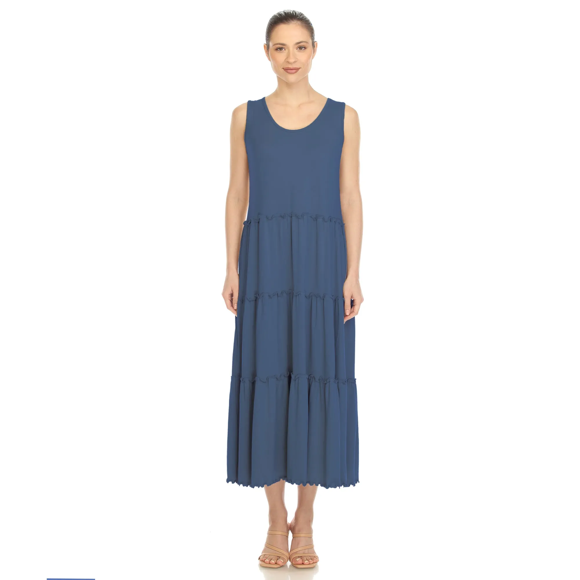 Scoop Neck Tiered Midi Dress