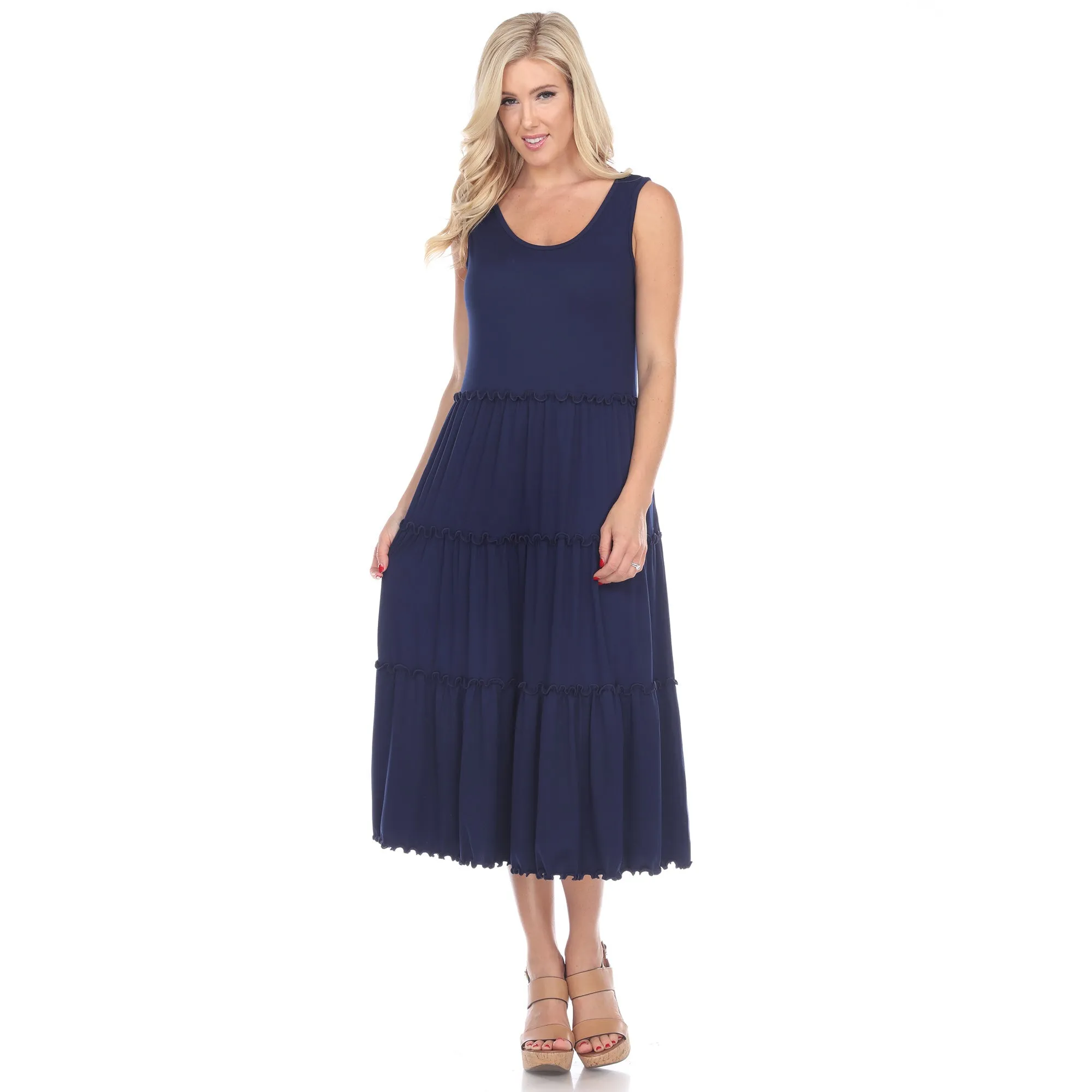 Scoop Neck Tiered Midi Dress