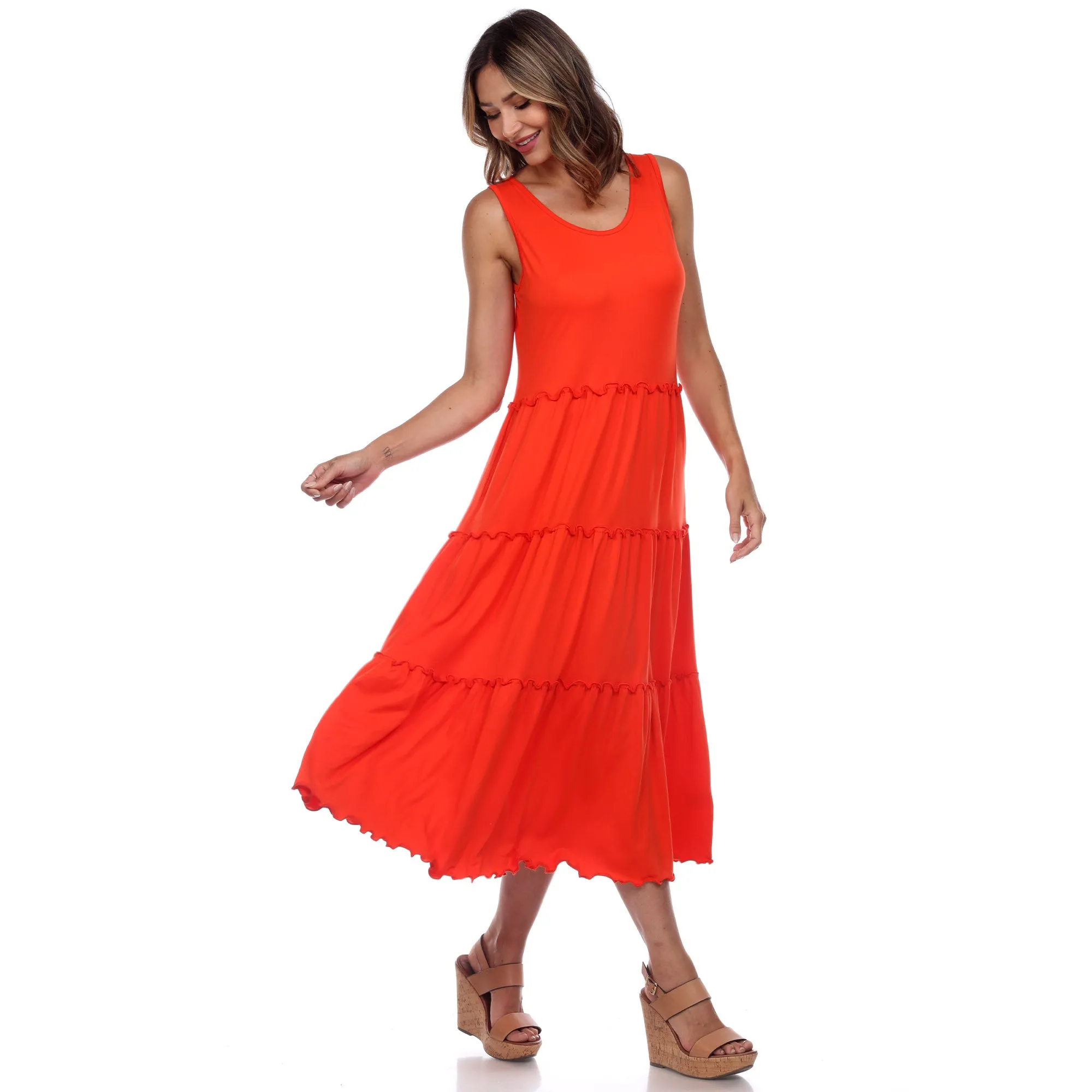 Scoop Neck Tiered Midi Dress
