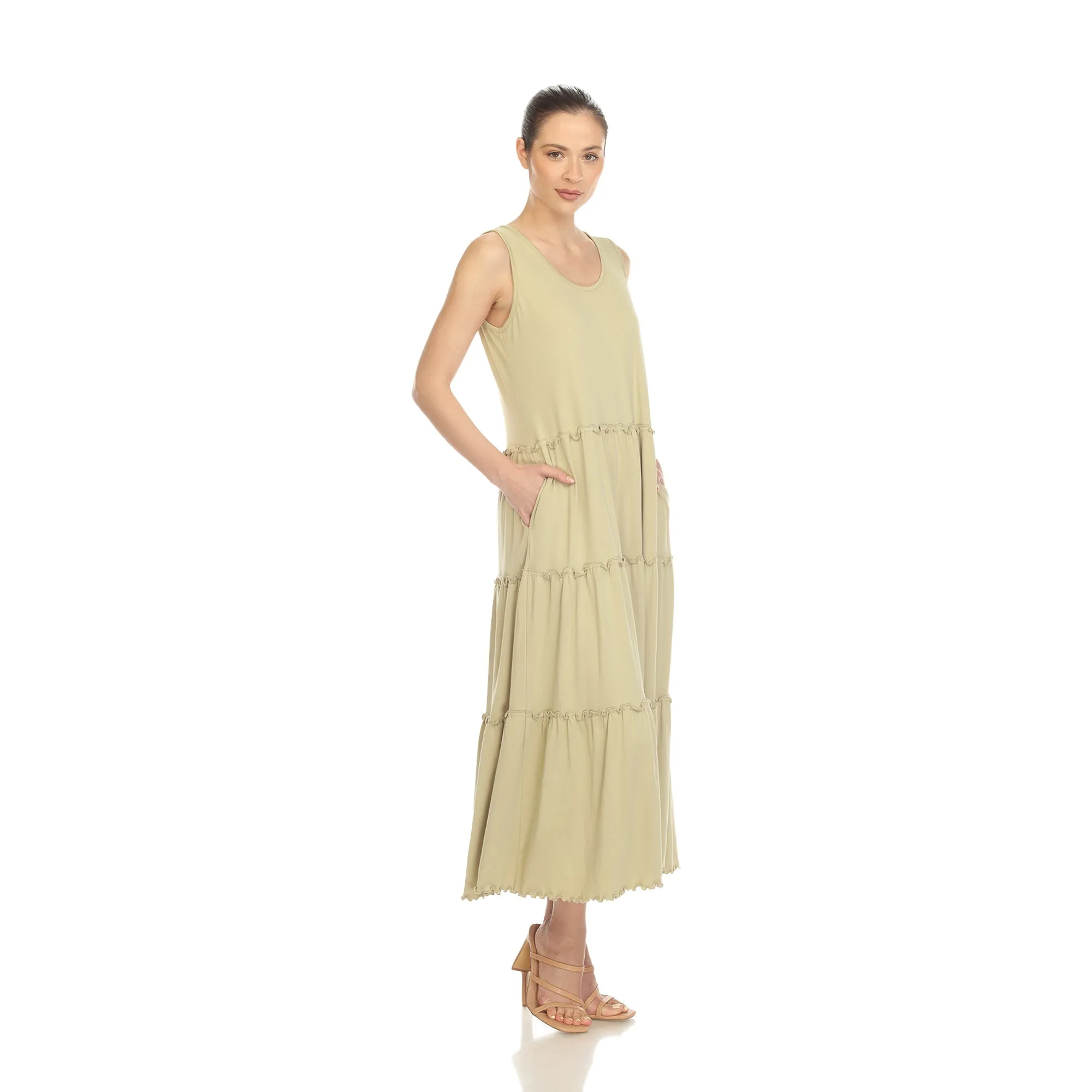 Scoop Neck Tiered Midi Dress