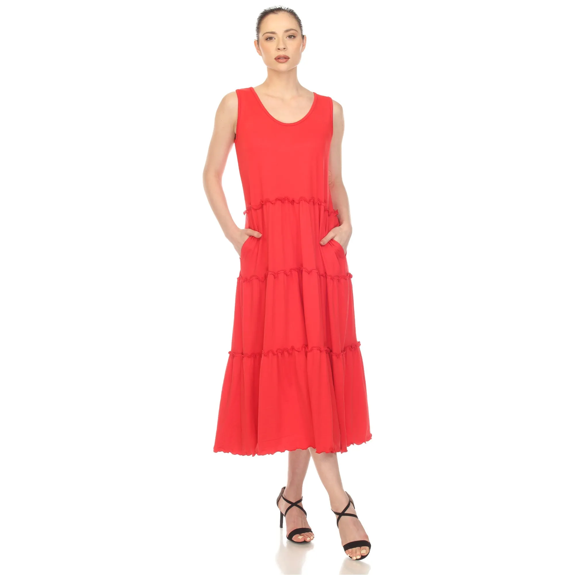 Scoop Neck Tiered Midi Dress