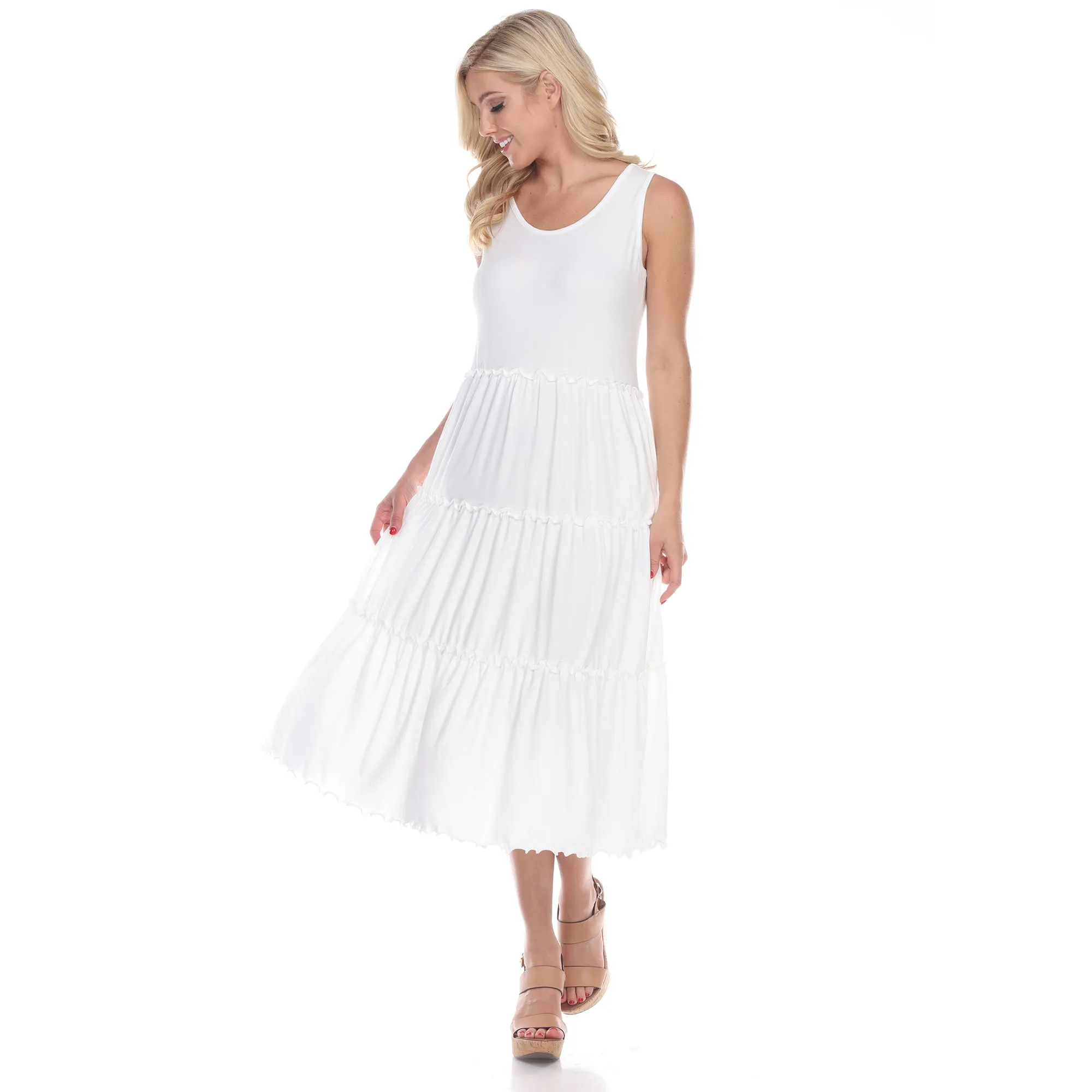 Scoop Neck Tiered Midi Dress