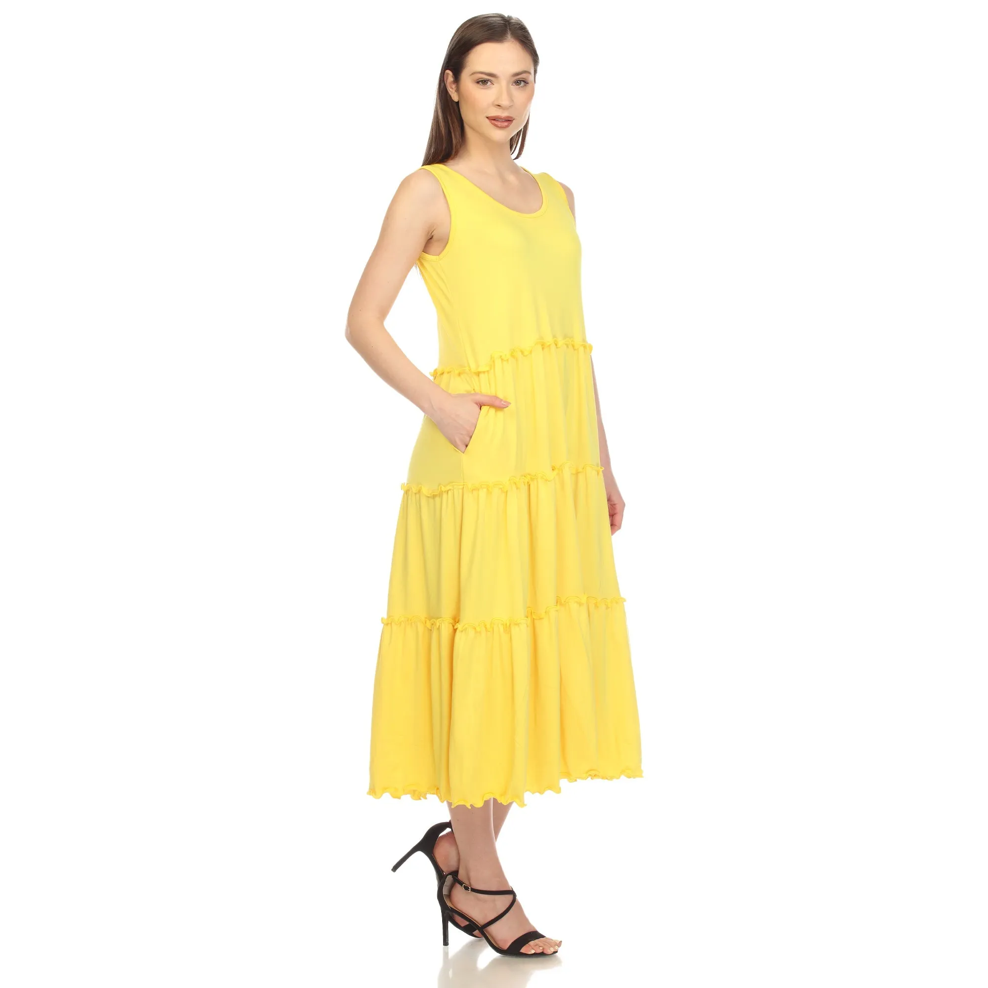 Scoop Neck Tiered Midi Dress