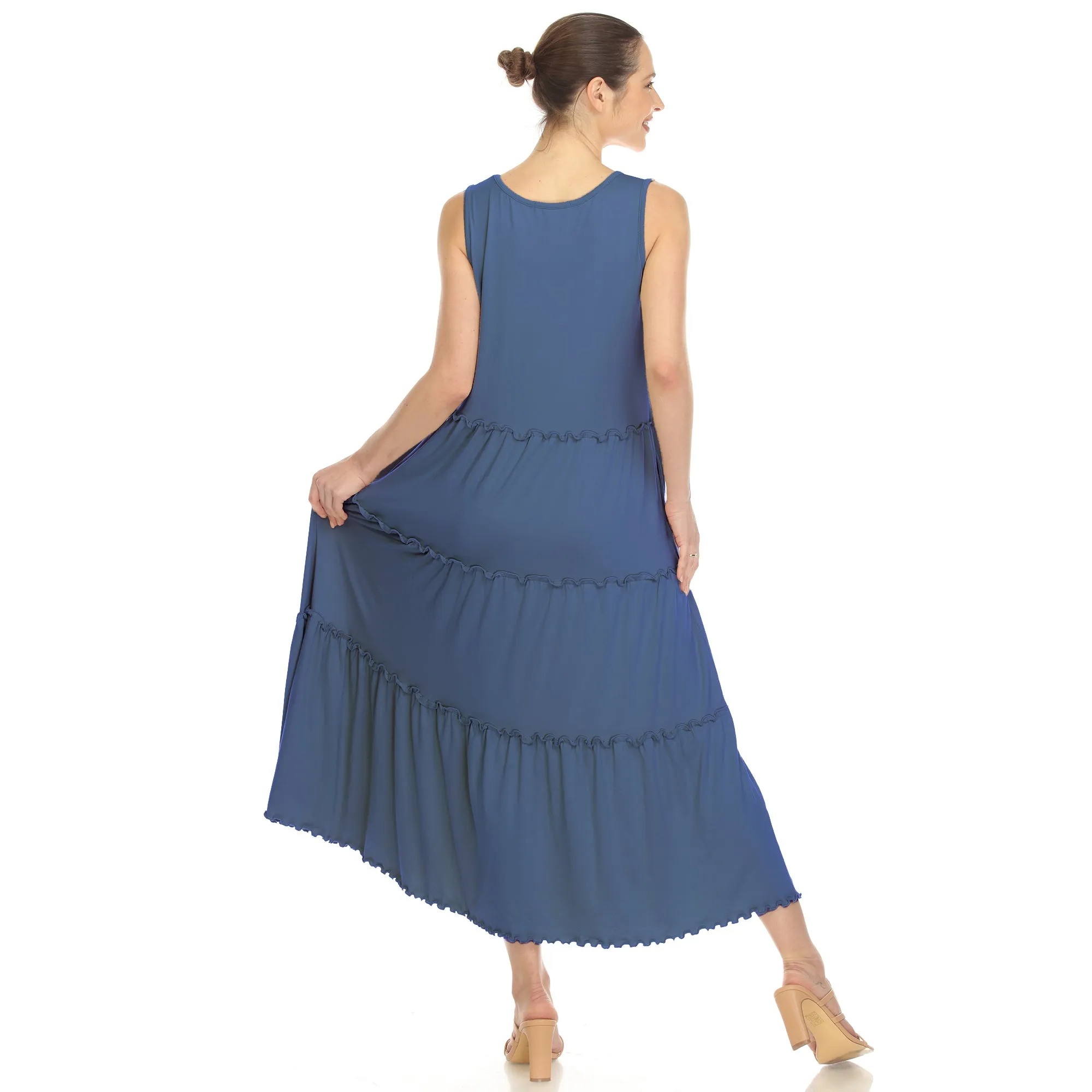Scoop Neck Tiered Midi Dress
