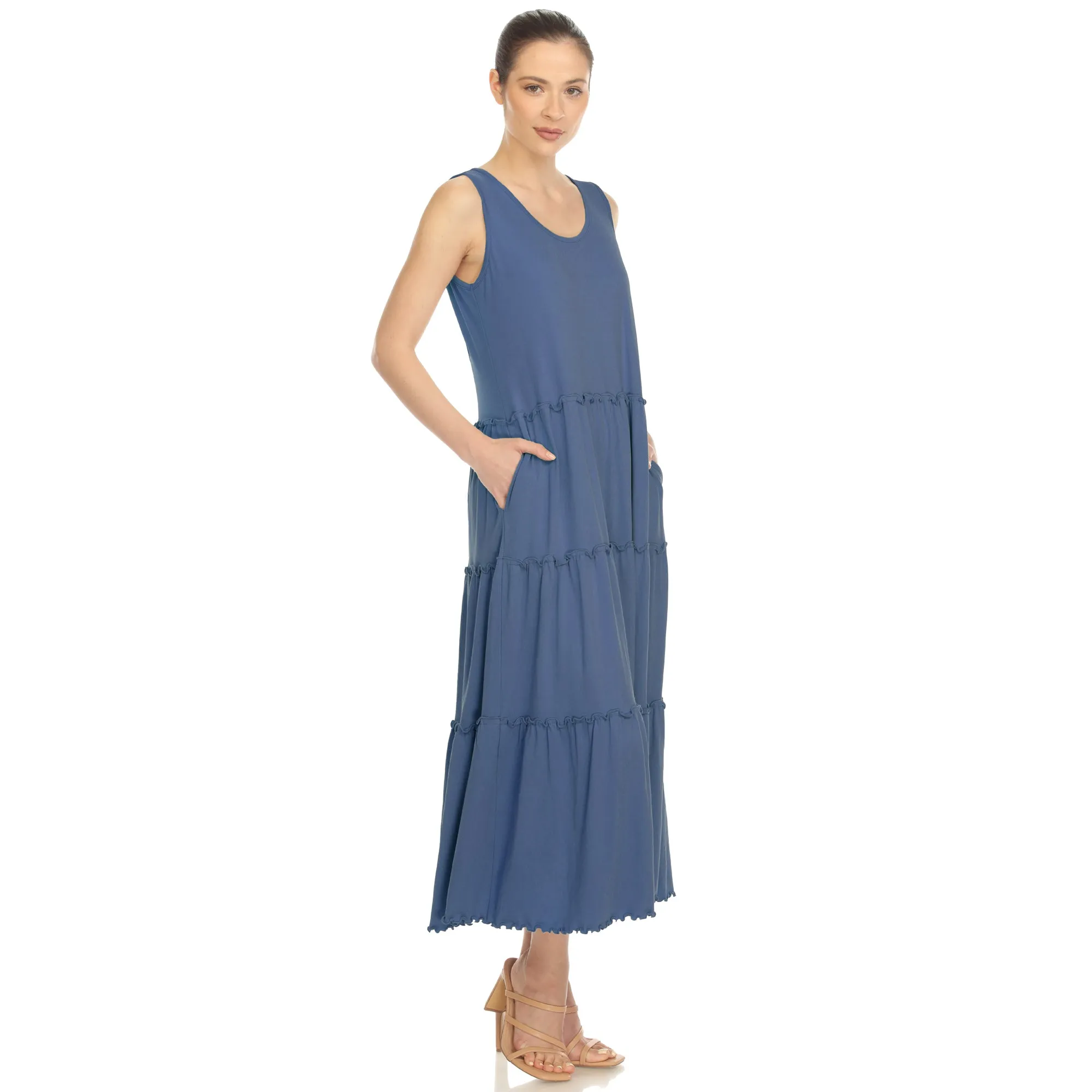 Scoop Neck Tiered Midi Dress