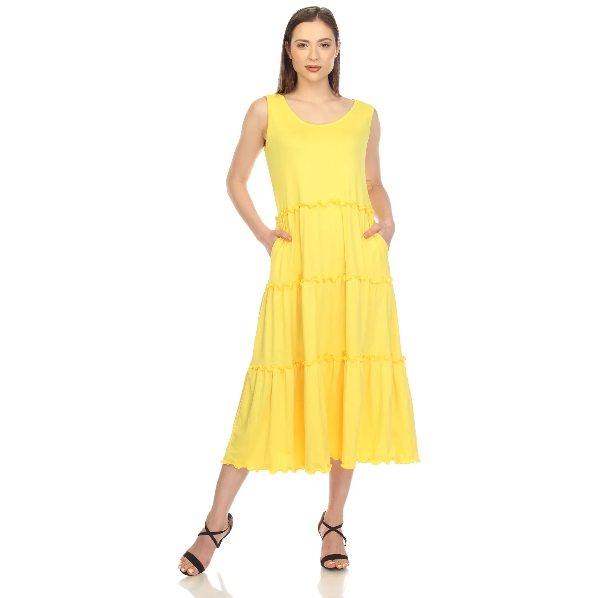 Scoop Neck Tiered Midi Dress