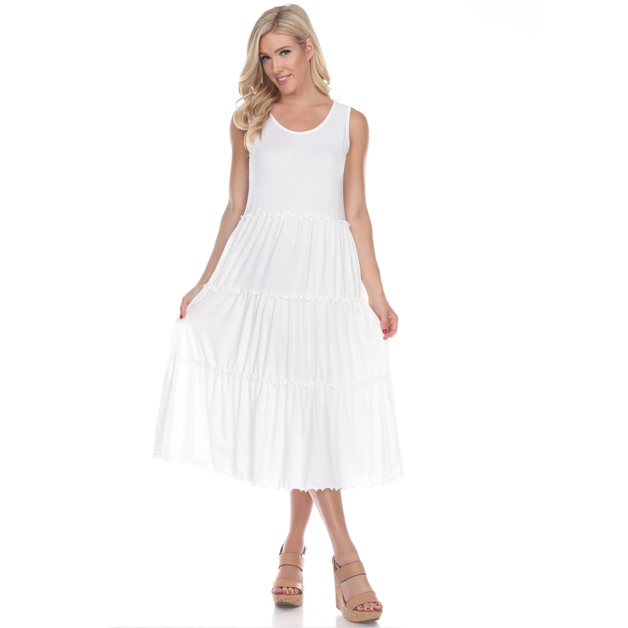 Scoop Neck Tiered Midi Dress