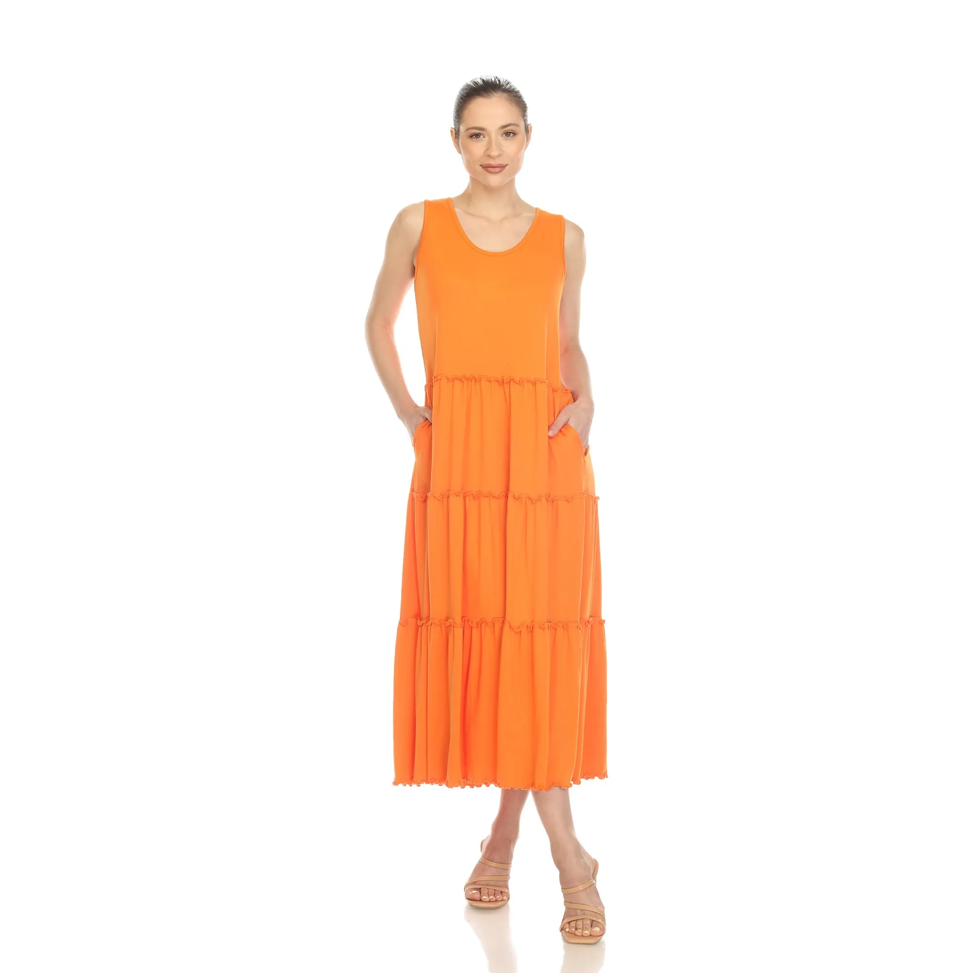 Scoop Neck Tiered Midi Dress