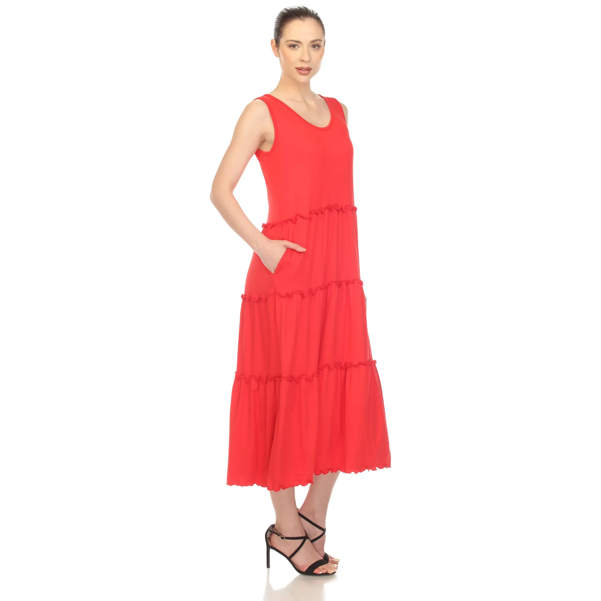 Scoop Neck Tiered Midi Dress
