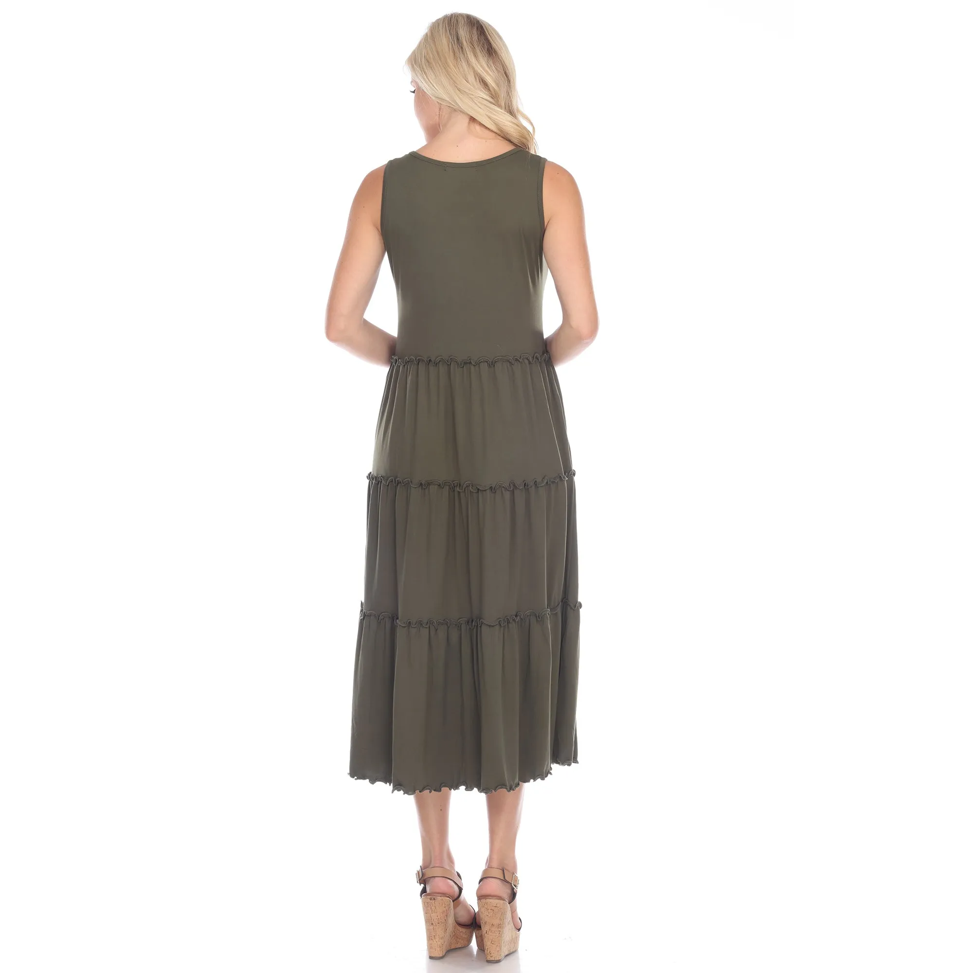 Scoop Neck Tiered Midi Dress