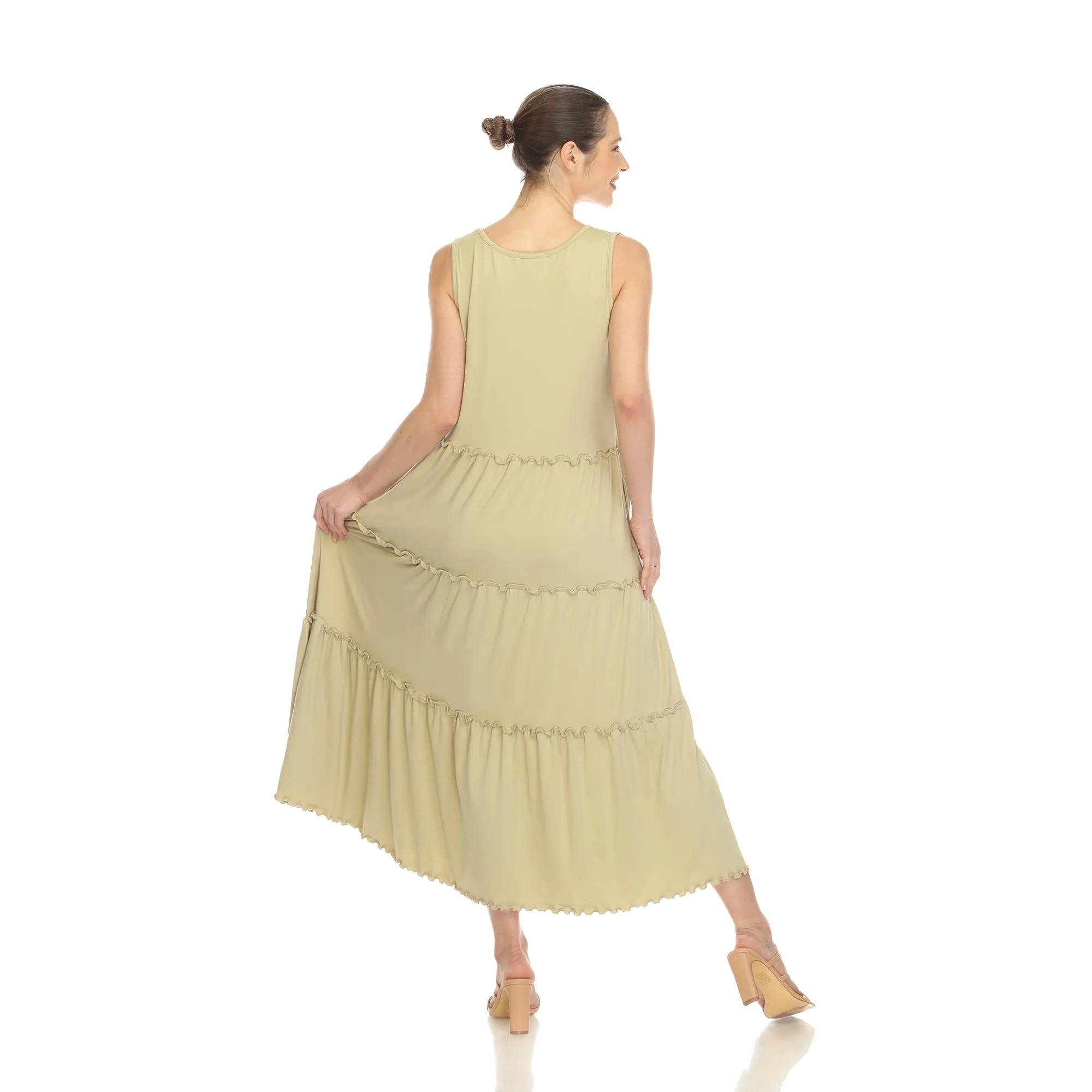 Scoop Neck Tiered Midi Dress