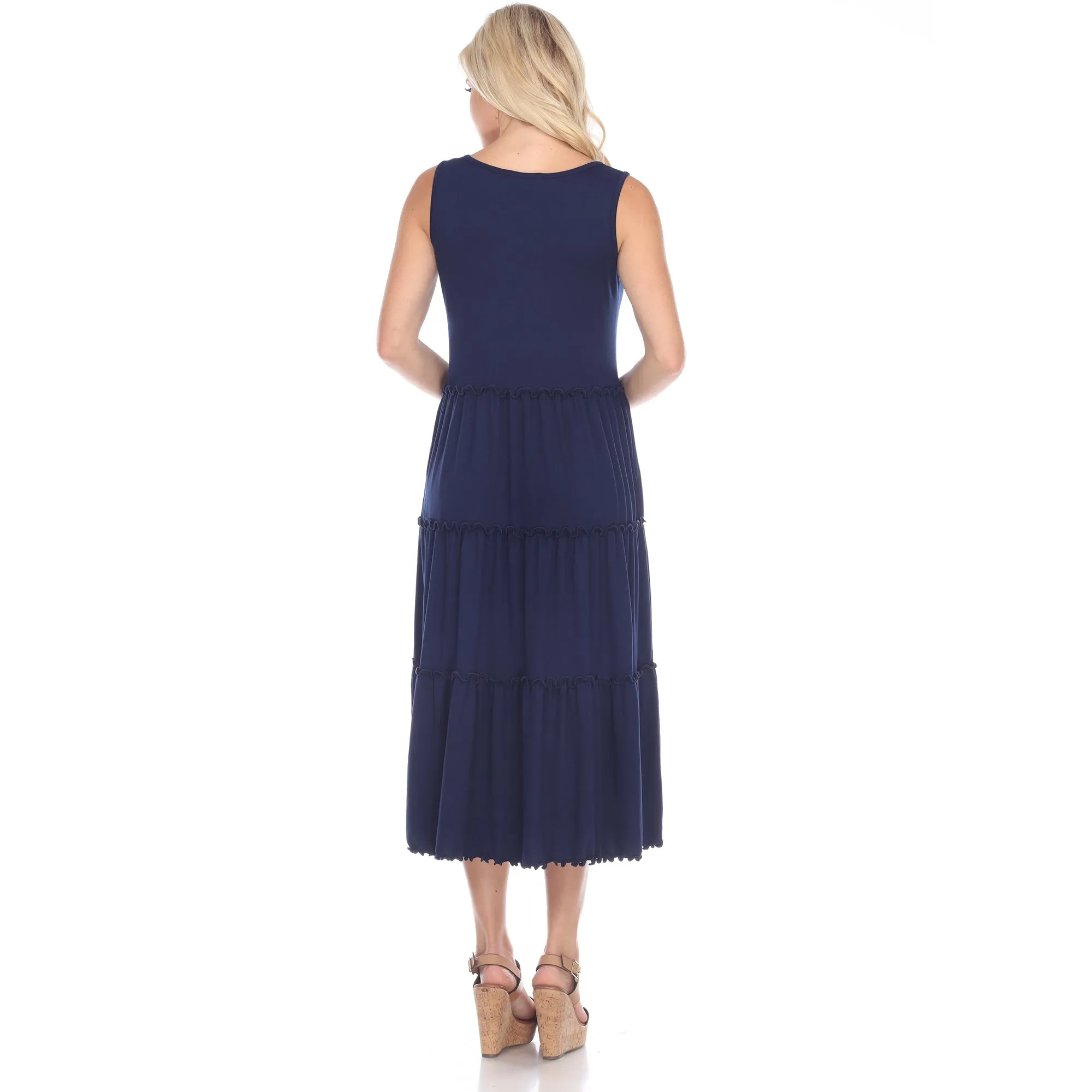 Scoop Neck Tiered Midi Dress