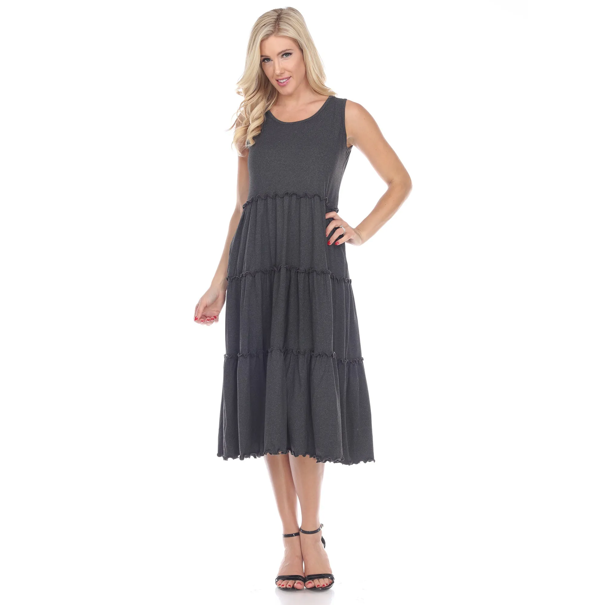 Scoop Neck Tiered Midi Dress