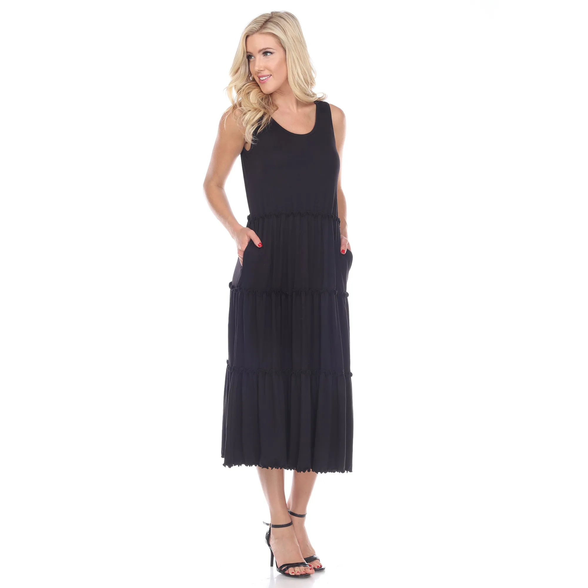 Scoop Neck Tiered Midi Dress