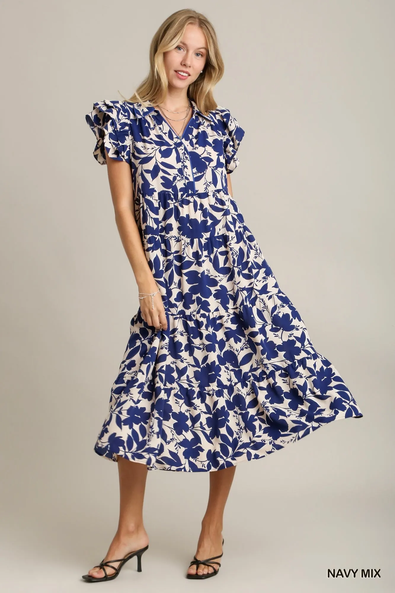 Serena Navy Midi Dress UMGEE