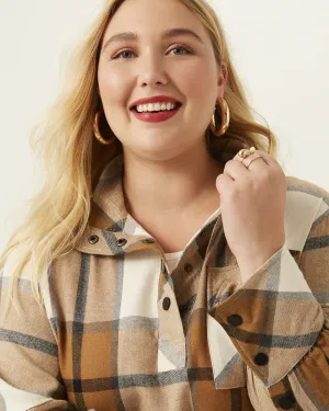 Sharon Plaid Shacket Pullover | White / Brown