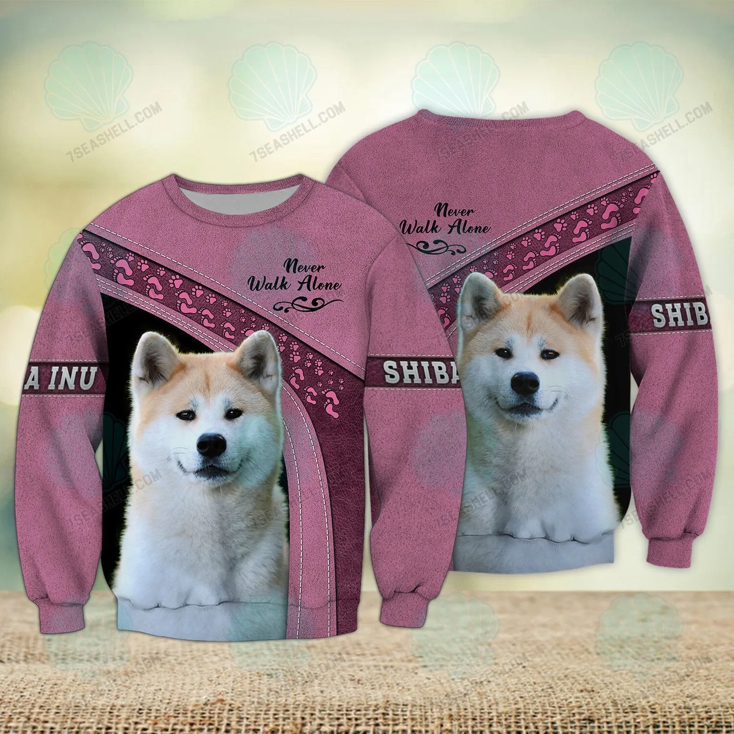 Shiba Inu Love Never Walk Alone 3D Full Print Shirts, Christmas Dog Memorial Gifts for loss of Dog