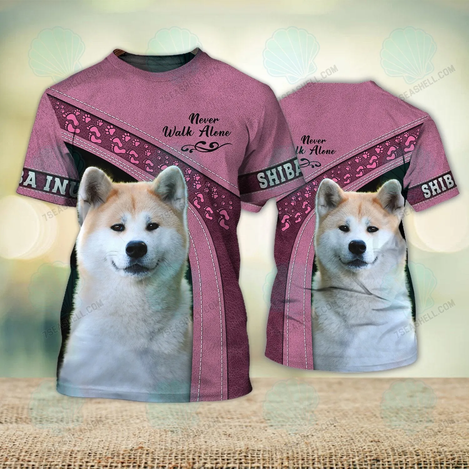 Shiba Inu Love Never Walk Alone 3D Full Print Shirts, Christmas Dog Memorial Gifts for loss of Dog