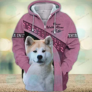 Shiba Inu Love Never Walk Alone 3D Full Print Shirts, Christmas Dog Memorial Gifts for loss of Dog