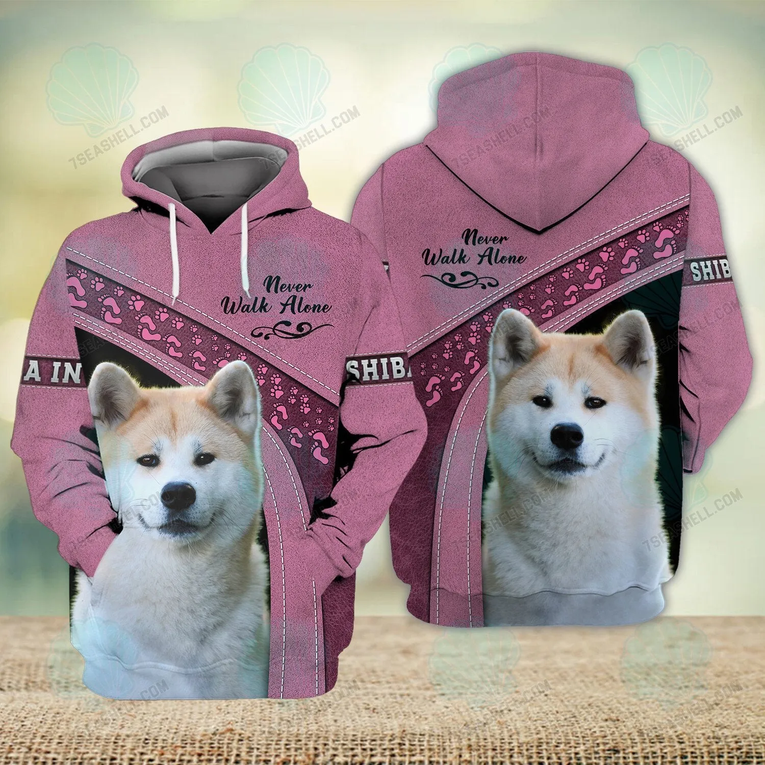Shiba Inu Love Never Walk Alone 3D Full Print Shirts, Christmas Dog Memorial Gifts for loss of Dog