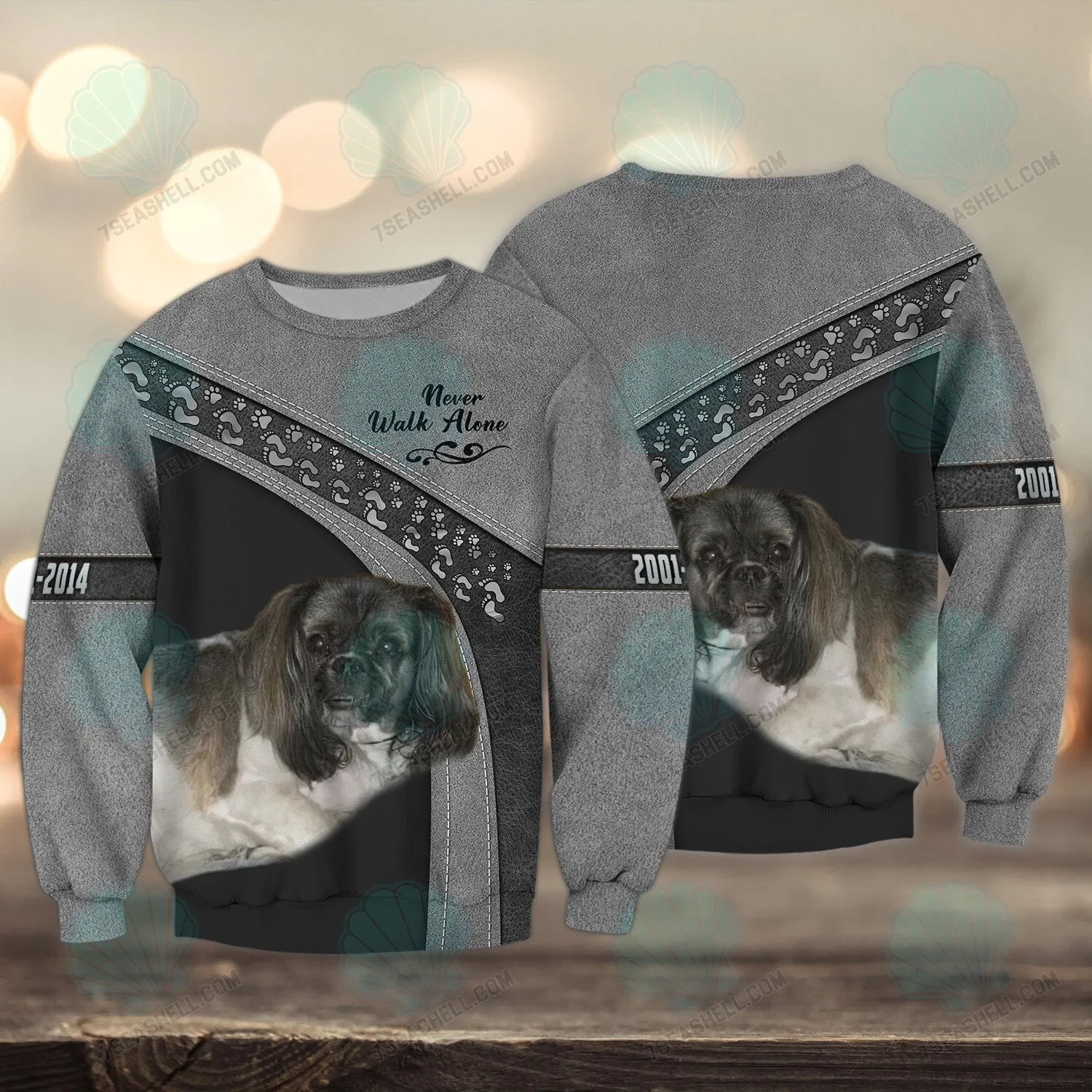 Shih Tzu Love Never Walk Alone 3D Full Print Shirts, Christmas Dog Memorial Gifts for loss of Dog