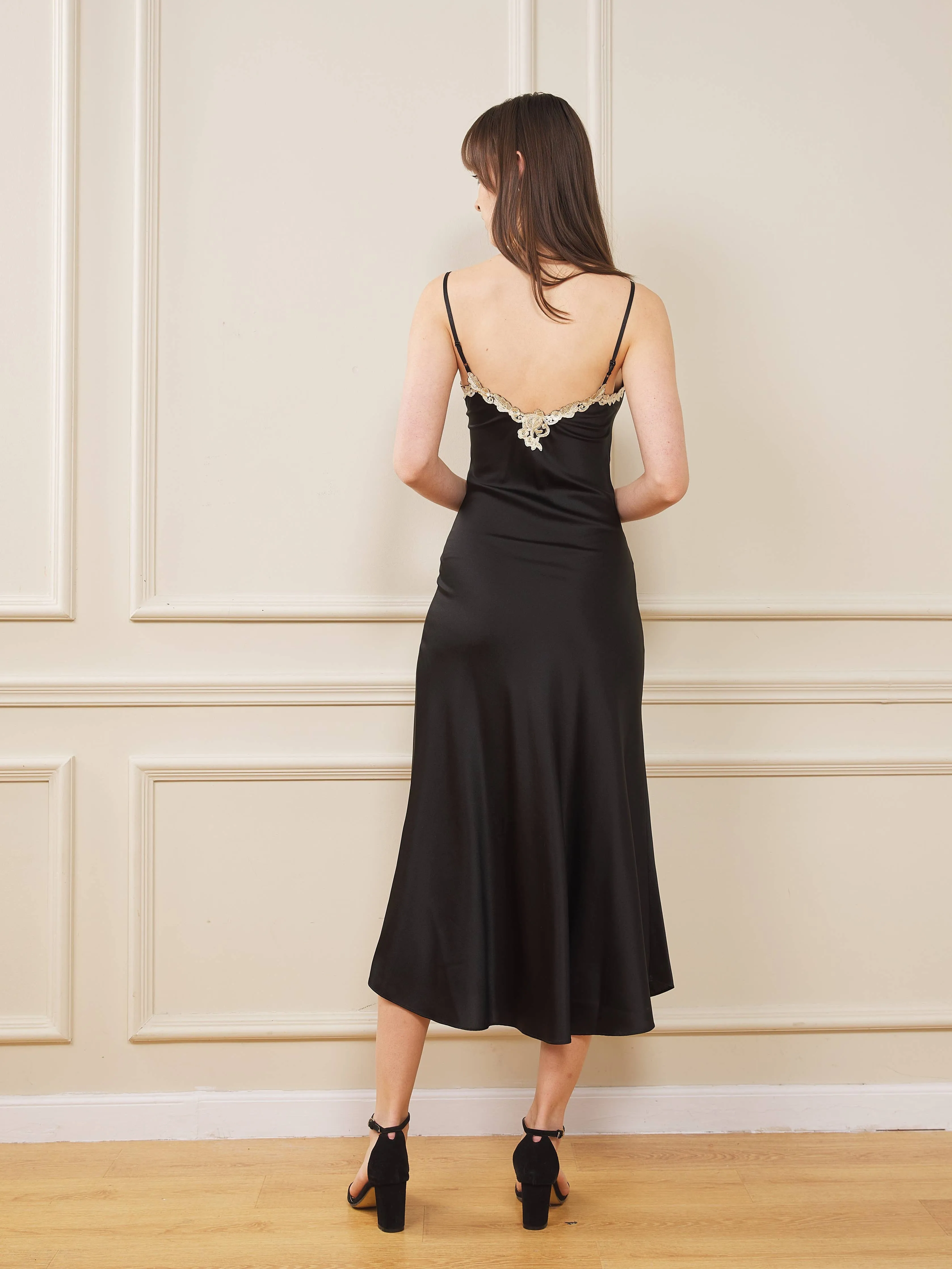 Silk Slip Dress with Lace Detail