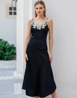 Silk Slip Dress with Lace Detail