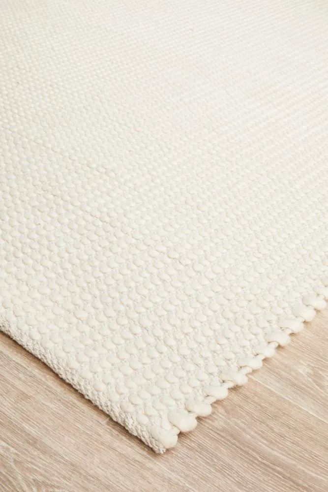 Skandi 300 White Handmade Wool Flat Weave Reversible Rug