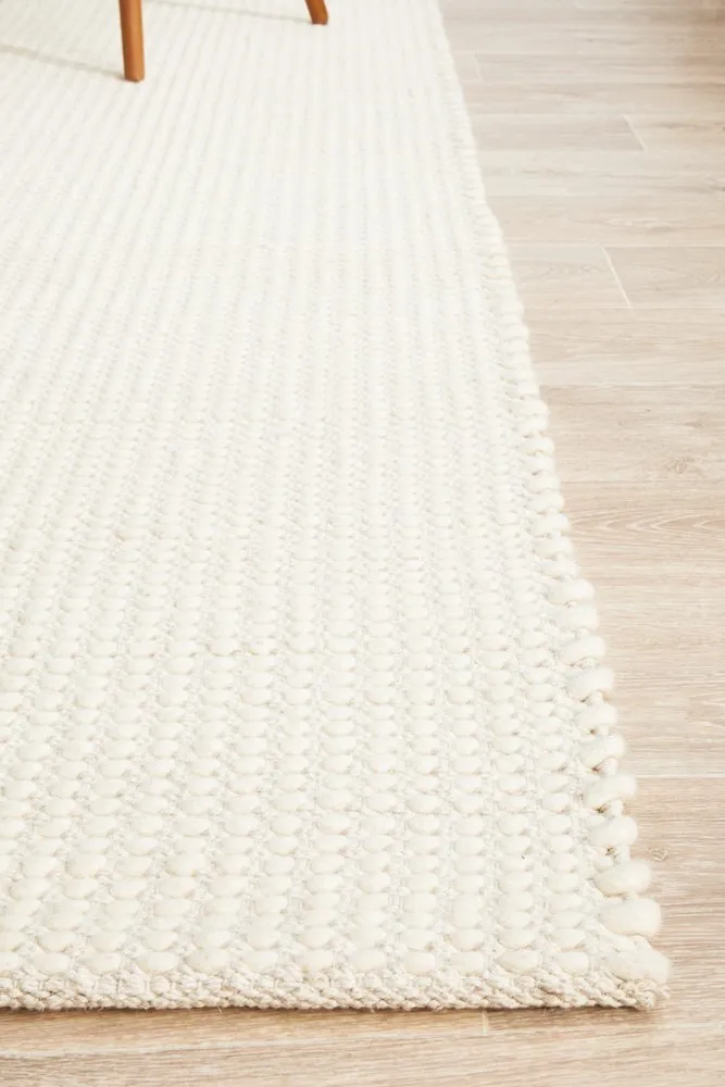 Skandi 300 White Handmade Wool Flat Weave Reversible Rug