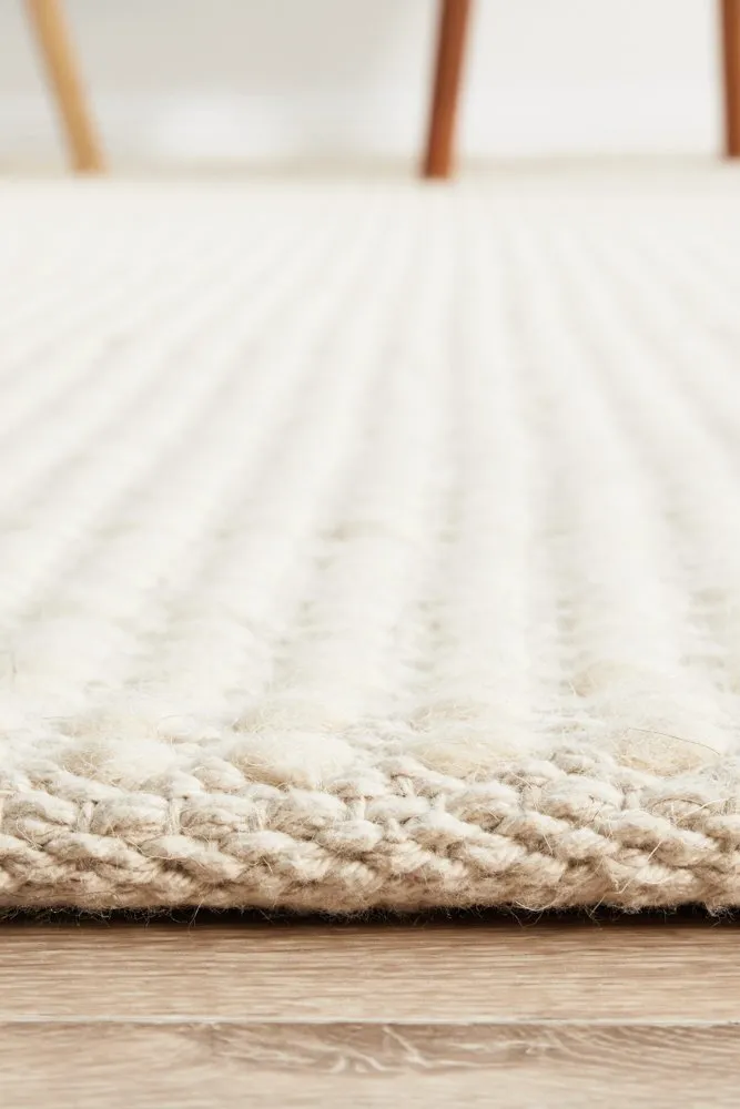 Skandi 300 White Handmade Wool Flat Weave Reversible Rug