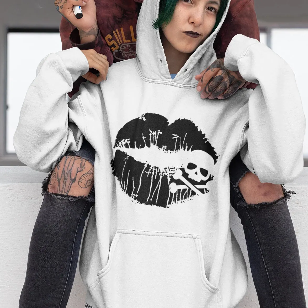 Skull & Crossbones Lips Unisex Hoodie