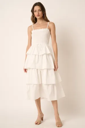 SMOCKING DETAIL MIDI DRESS