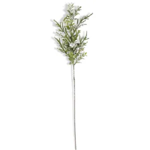 Snowy Leaf Stem with Silver Bells and Pinecones