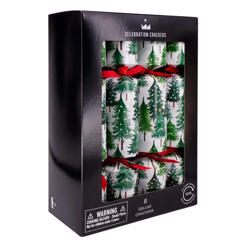 Snowy Tree Deluxe FSC Christmas Crackers Box of 8