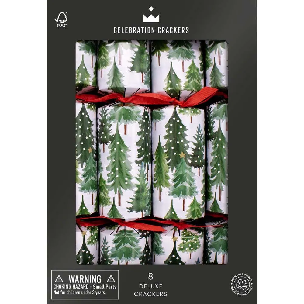 Snowy Tree Deluxe FSC Christmas Crackers Box of 8