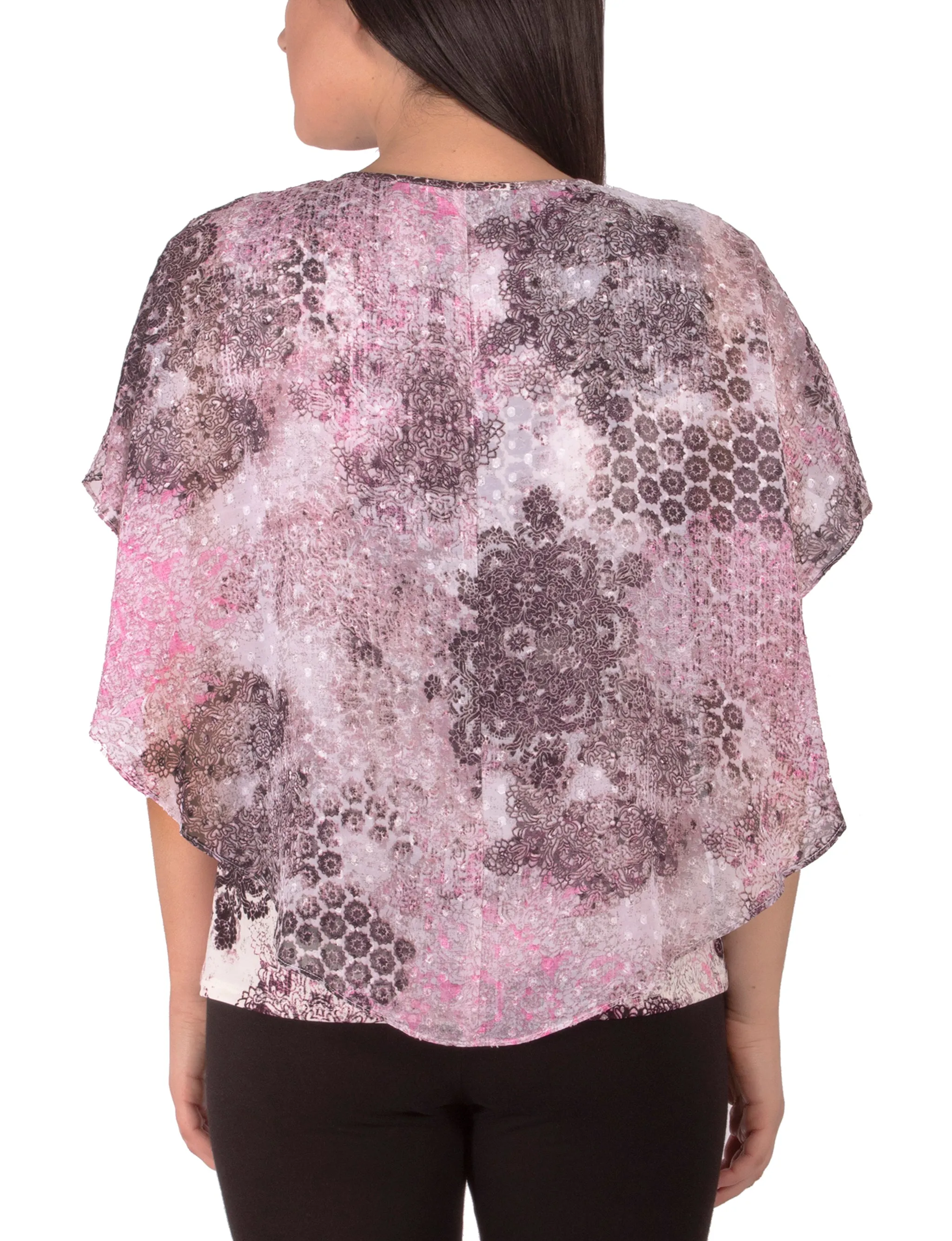 Solid Poncho Top With Hardware At Neck