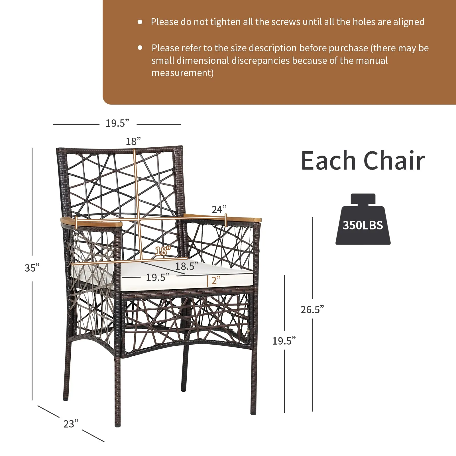 Tangkula Set of 2 Outdoor Dining Chairs, Patio Bistro Chairs with Acacia Wood Armrests and Soft Cushions