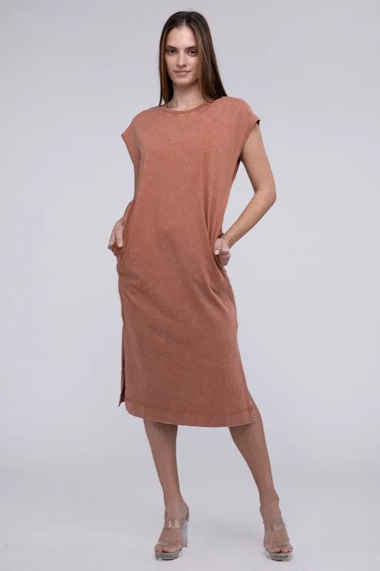TEEK - Slouch Shoulder Comfy Sleeveless Slit Side Dress