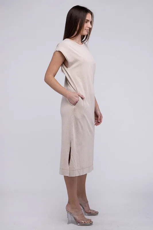 TEEK - Slouch Shoulder Comfy Sleeveless Slit Side Dress