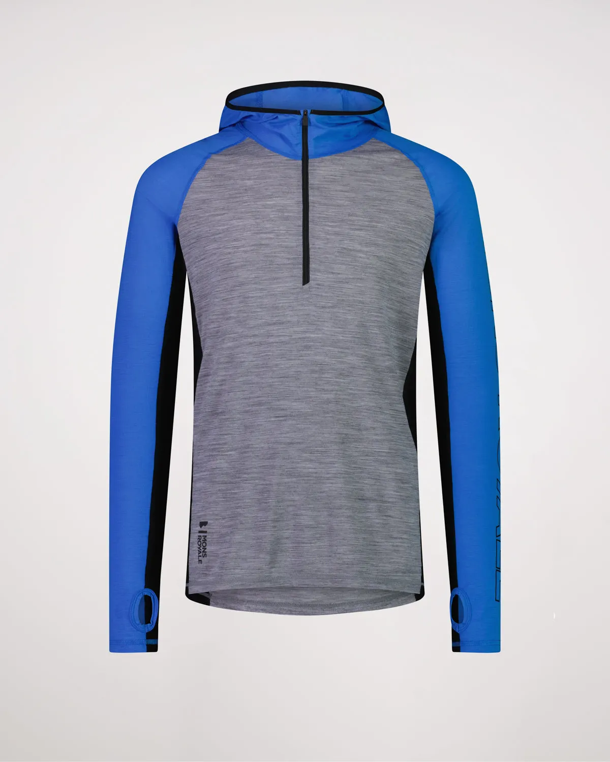 Temple Merino Long Sleeve Hood - Blue Gravel