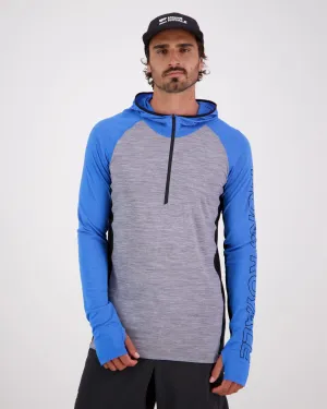 Temple Merino Long Sleeve Hood - Blue Gravel